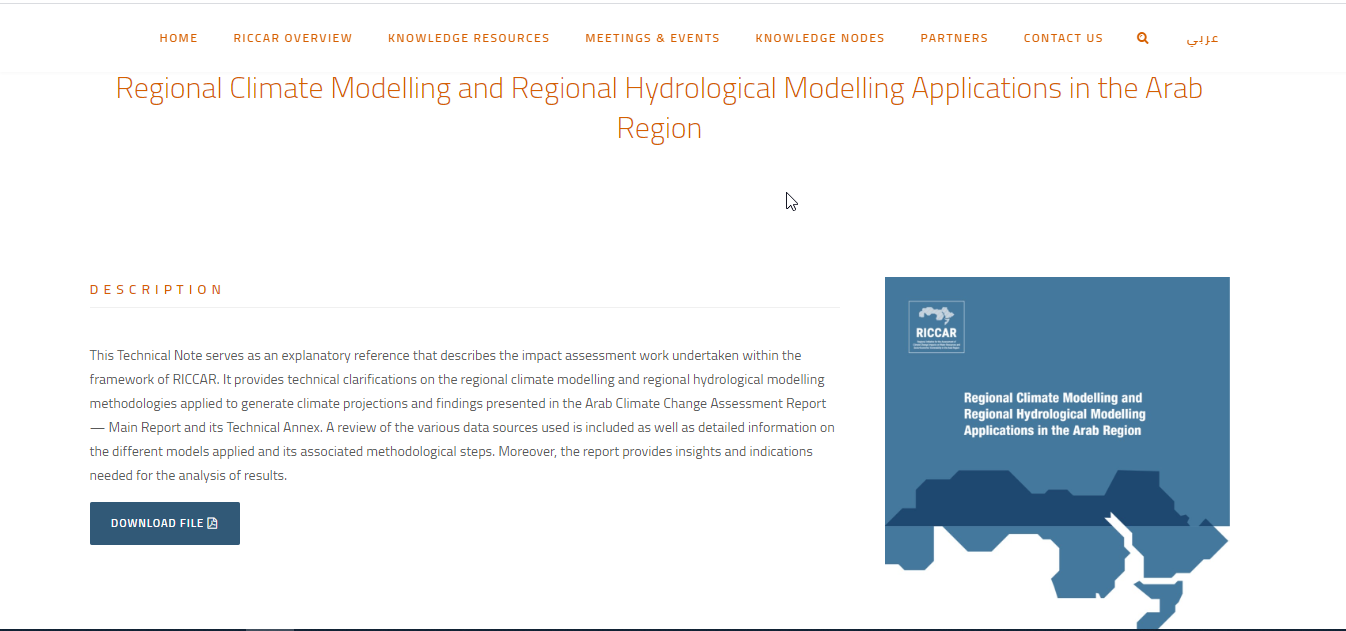 Regional Climate Modelling and Regional Hydrological Modelling Applications in the Arab Region