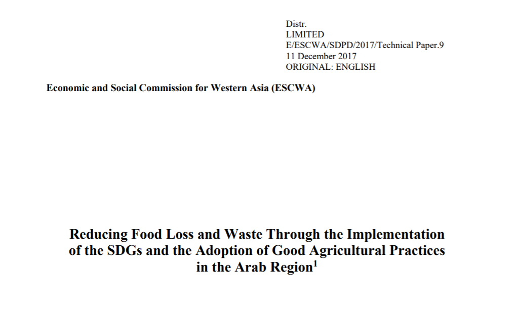 Reducing food loss and waste through the implementation of the SDGs and the adoption of Good Agricultural Practices in the Arab region