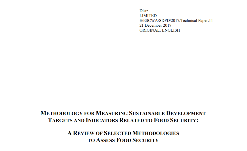 Methodology for measuring sustainable development targets and indicators related to food security